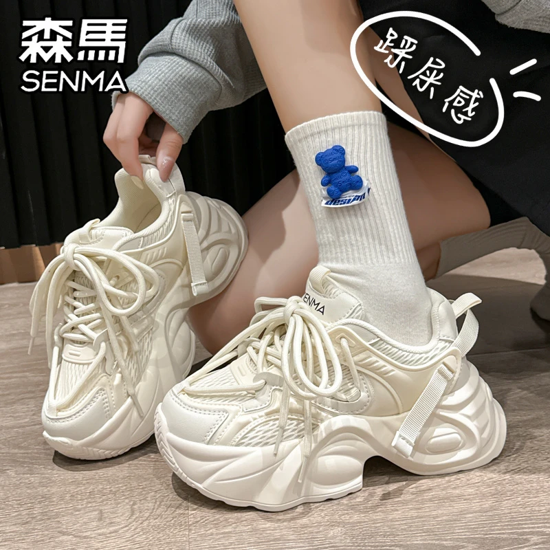 森马女鞋秋季网红爆款百搭休闲运动学生跑步厚底增高小白老爹潮鞋