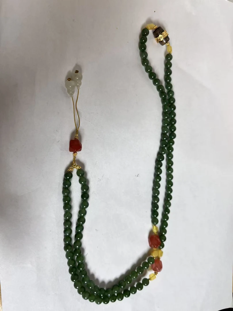 和田玉碧玉原创项链6mm左右多样性发其一C-1001