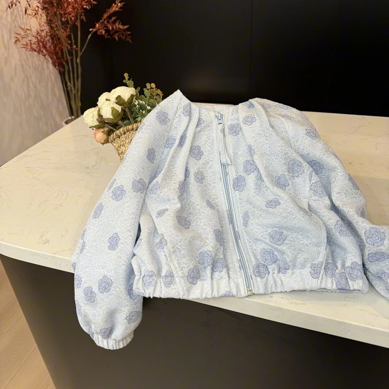 现货leomama【花儿朵朵】女童细闪外套儿童气质夹克春季拉链衫上衣