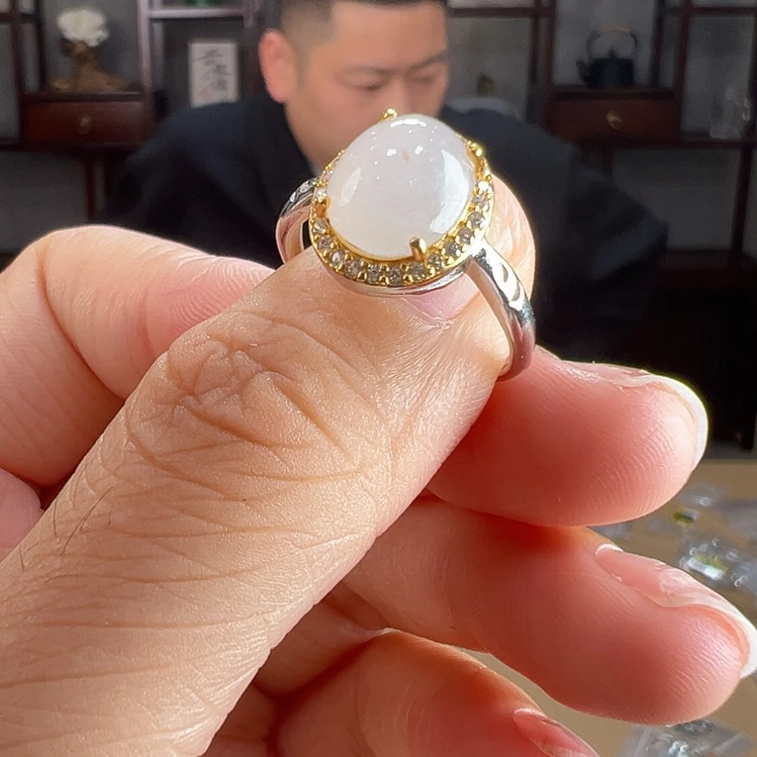 翡翠银S925镶嵌戒指戒指58