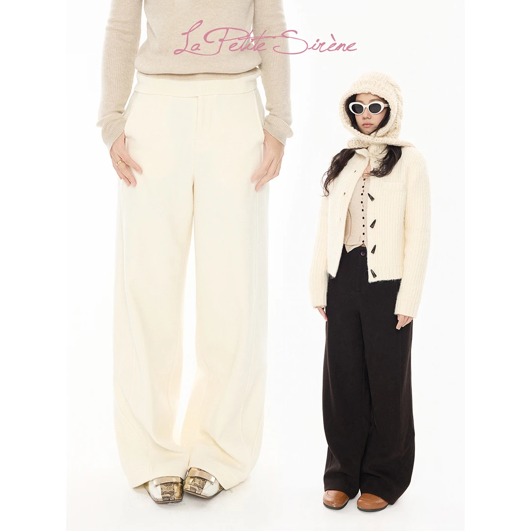 LPS郭卷毛简约休闲裤时尚通勤宽松百搭保暖长裤K40225JM54