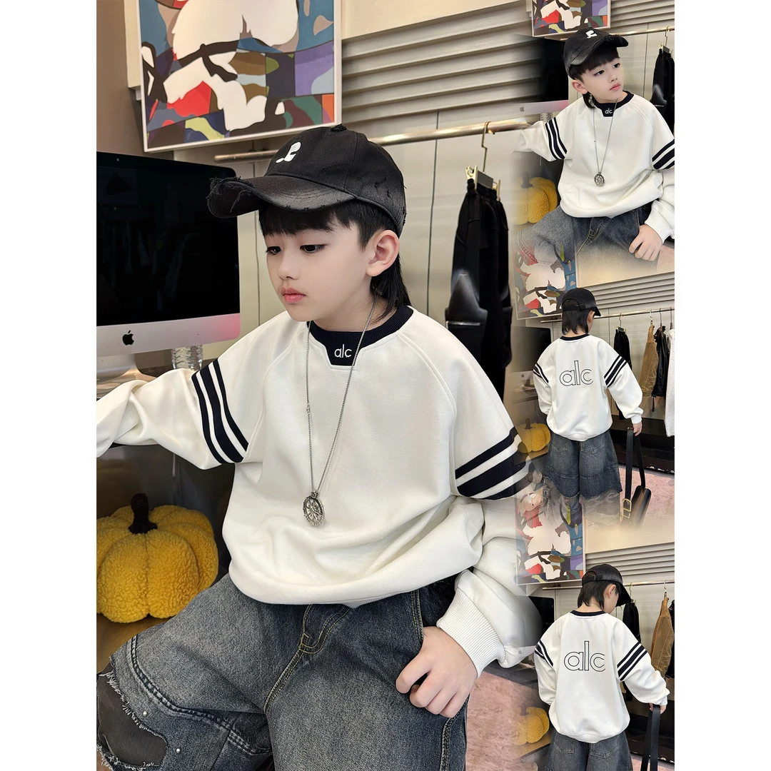 蛋蛋家【高级经典】25136秋季新款洋气米色三杠alc长袖卫衣