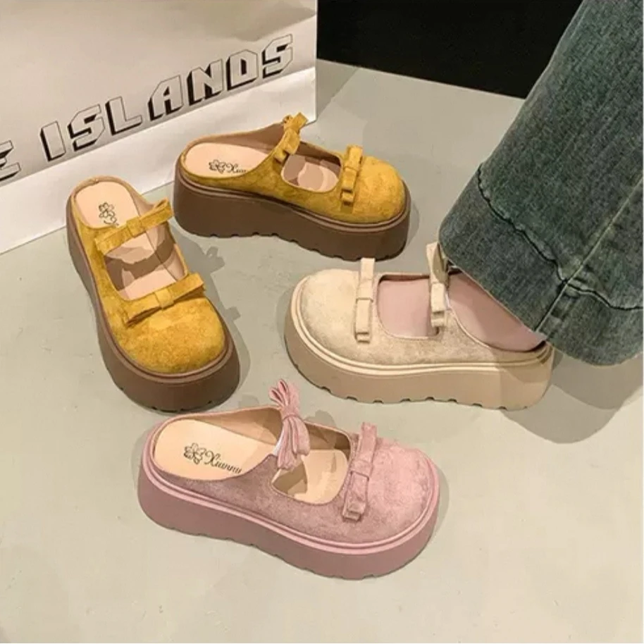 勃肯蝴蝶结勃肯鞋夏季新款厚底外穿包头拖鞋3670-31