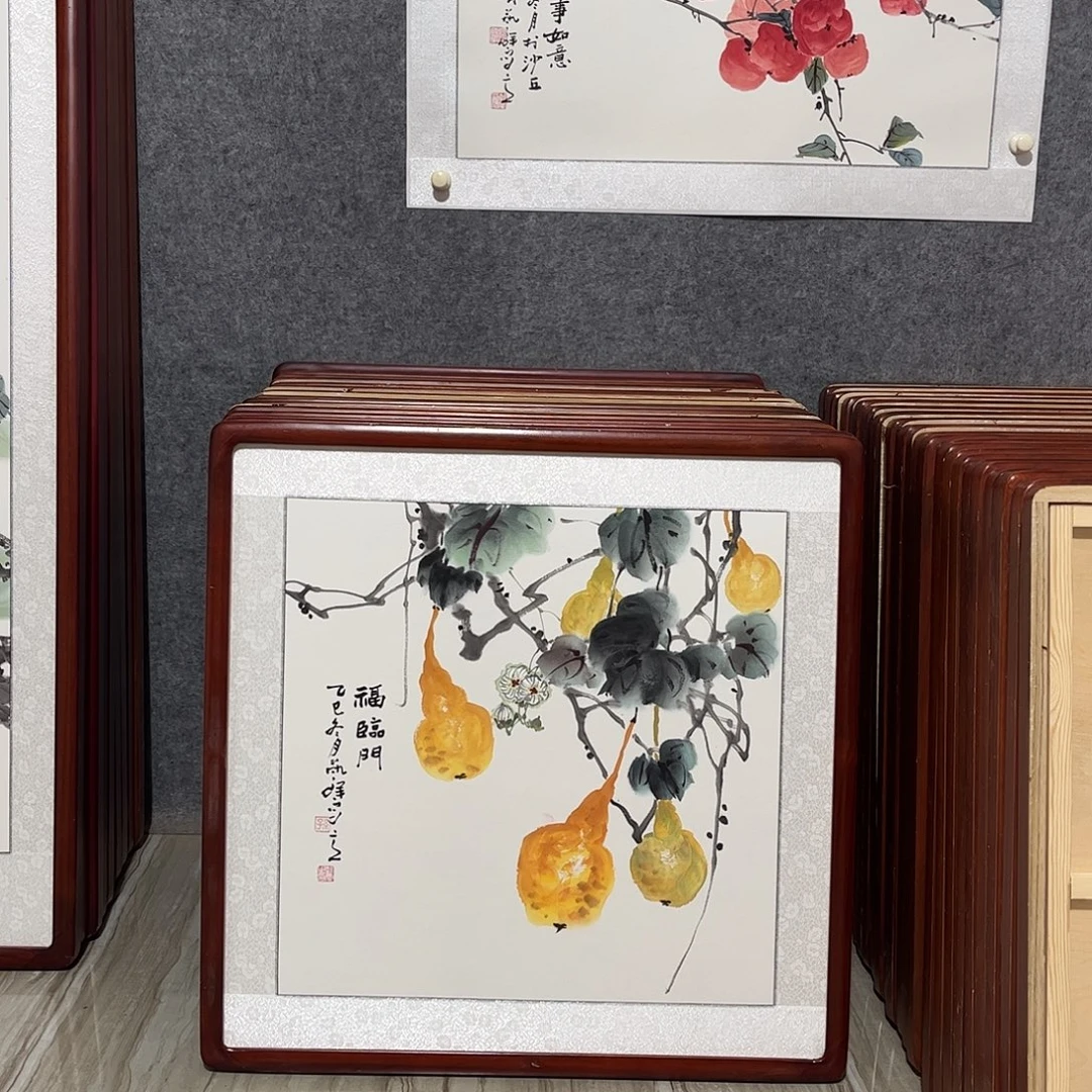 国画书画作品带框63×63