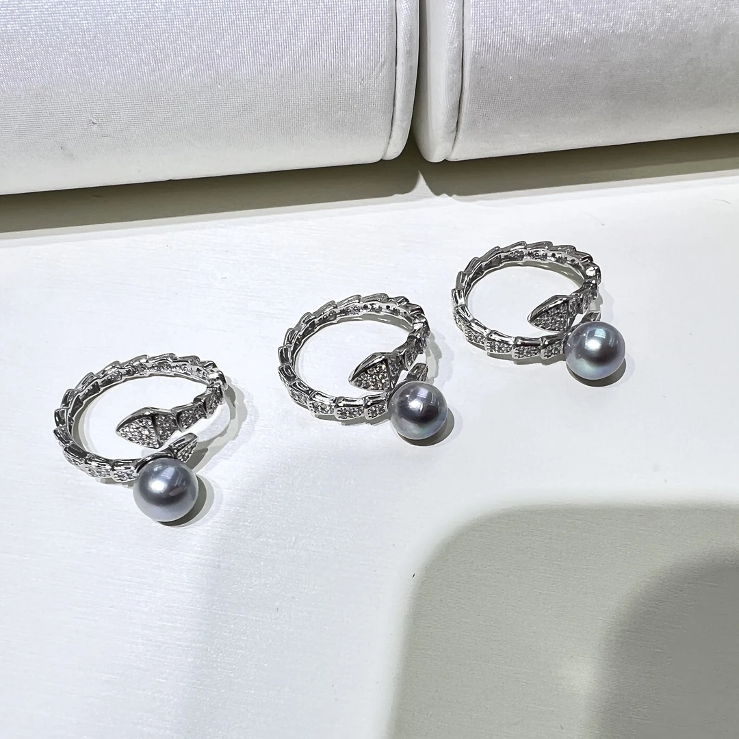 【短发七七】海水真多麻蛇形戒指7-8mm 多样性发一