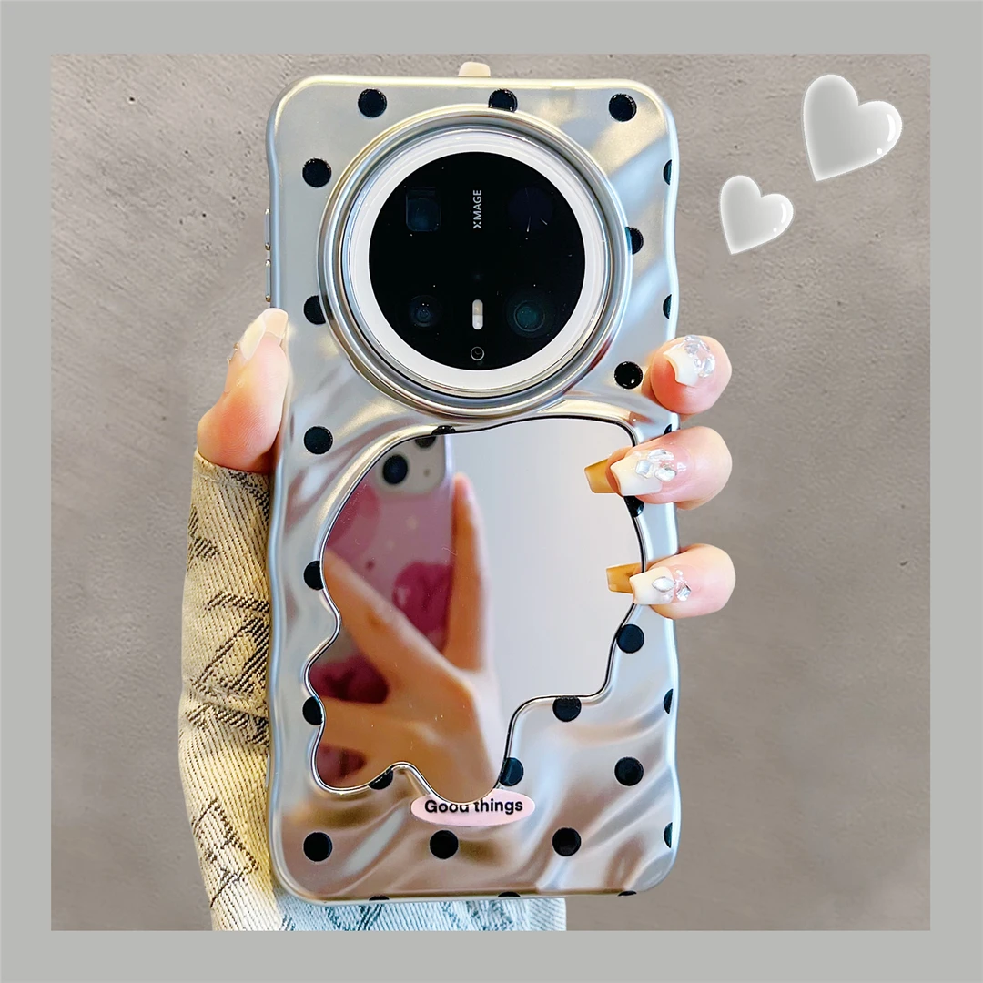 适用华为mate70pro+新款手机壳日韩ins简约黑白波点mate6050pro电
