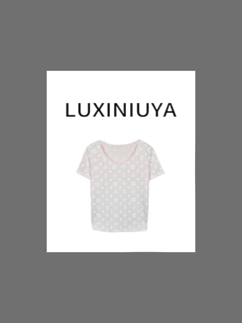 【LUXINIUYA】夏季新款老花T恤高级感圆领上衣#CX3422