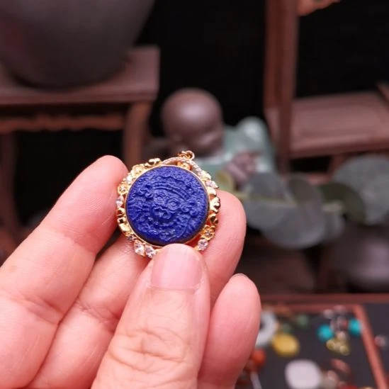 时***壹925银扎基青金圆牌