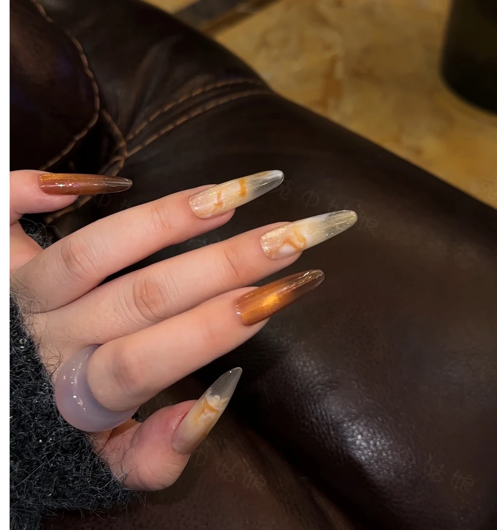 【纸醉金迷】金色晕染猫眼-秋冬必入气质款-苑中姑娘纯手工穿戴甲