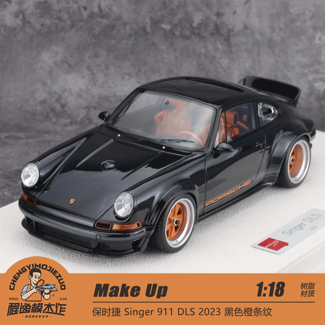 Make Up 1:18 保时捷 Singer 911 DLS 2023 黑色橙条纹 树脂车模
