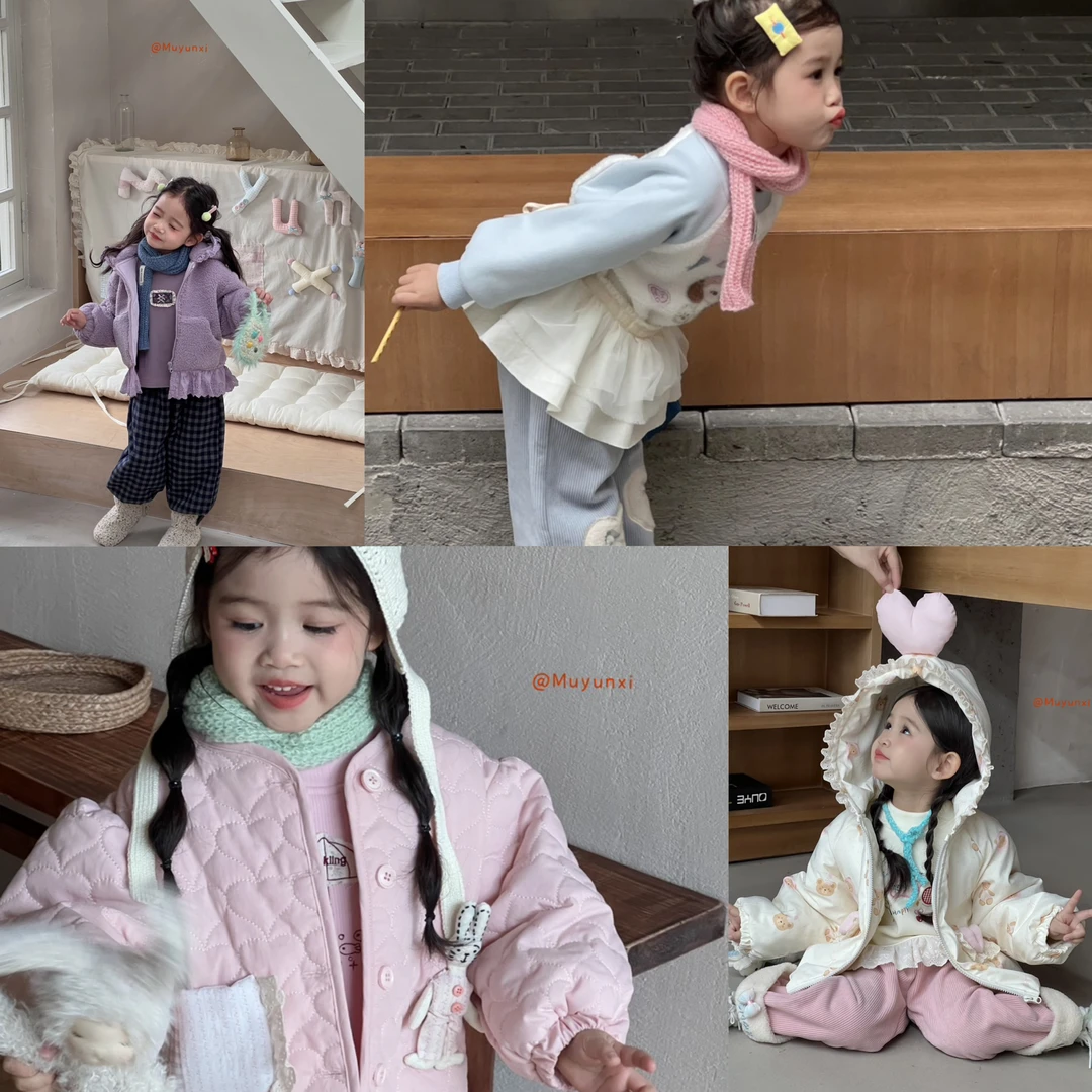 25763-25深秋【木芸西】甜美风外套上衣裤子卫衣加绒加厚女宝小童