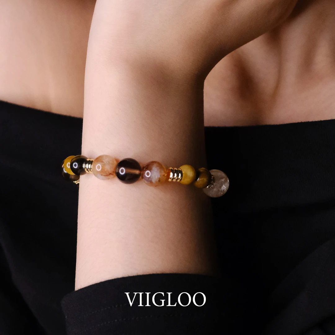 ⅦGLOO | 曜光纳吉-金霸手串天然水晶黄塔晶虎眼石手串