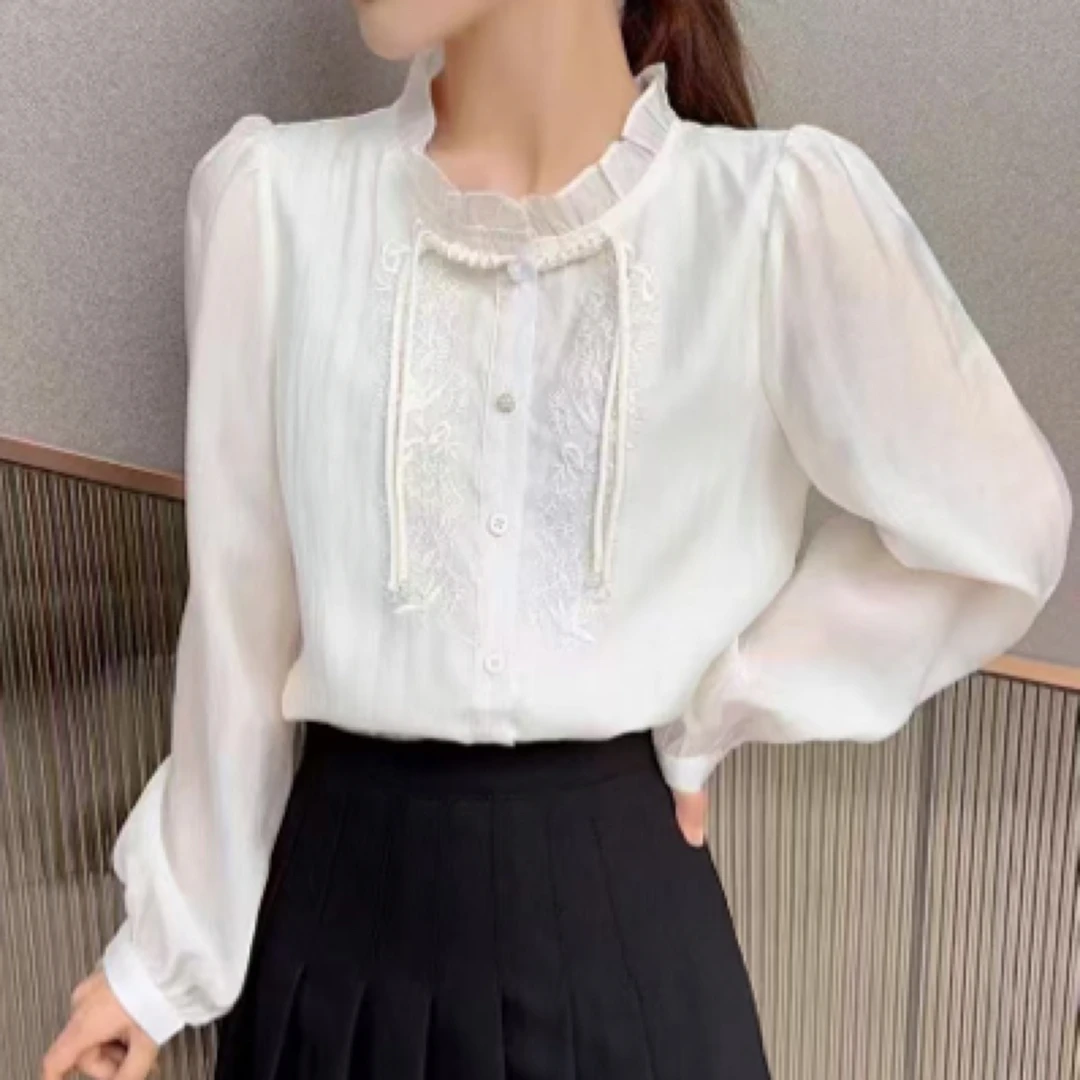 S059国风优雅纯色气质小衫