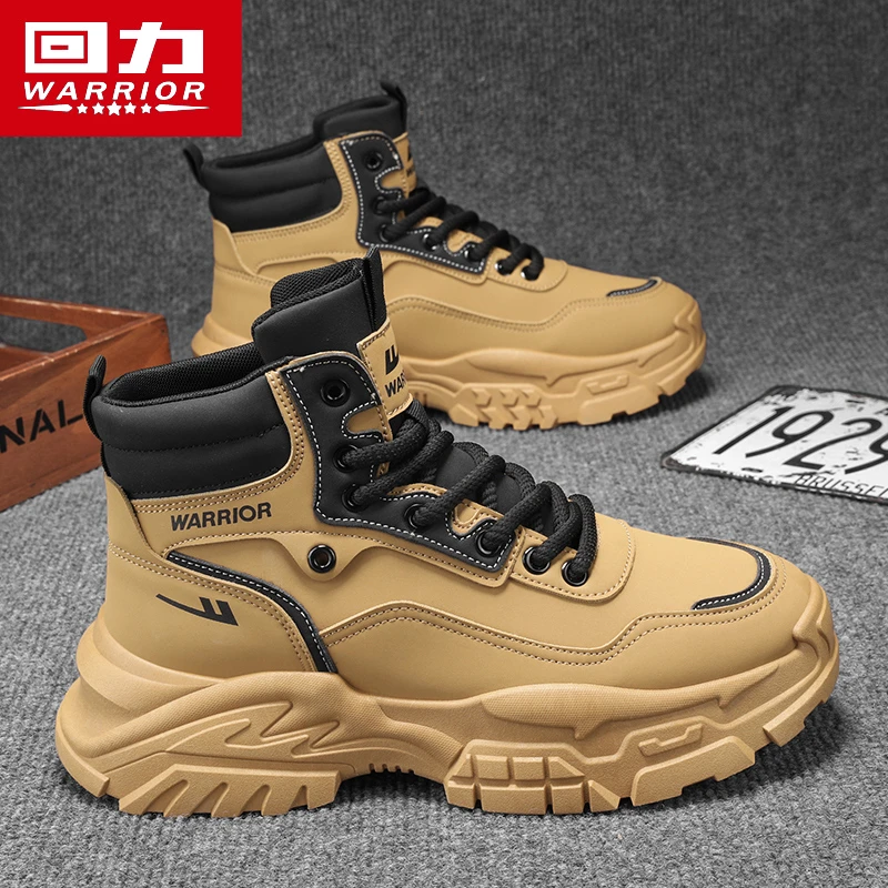 回力高帮马丁靴男款冬季英伦风复古工装靴休闲防滑户外登山大黄靴