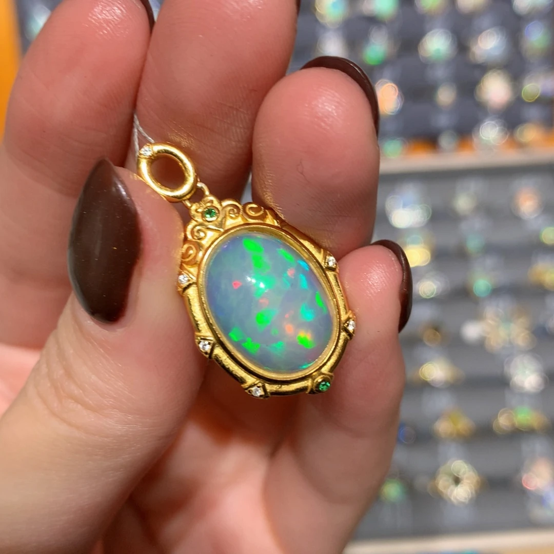 银S925镶嵌欧泊吊坠t