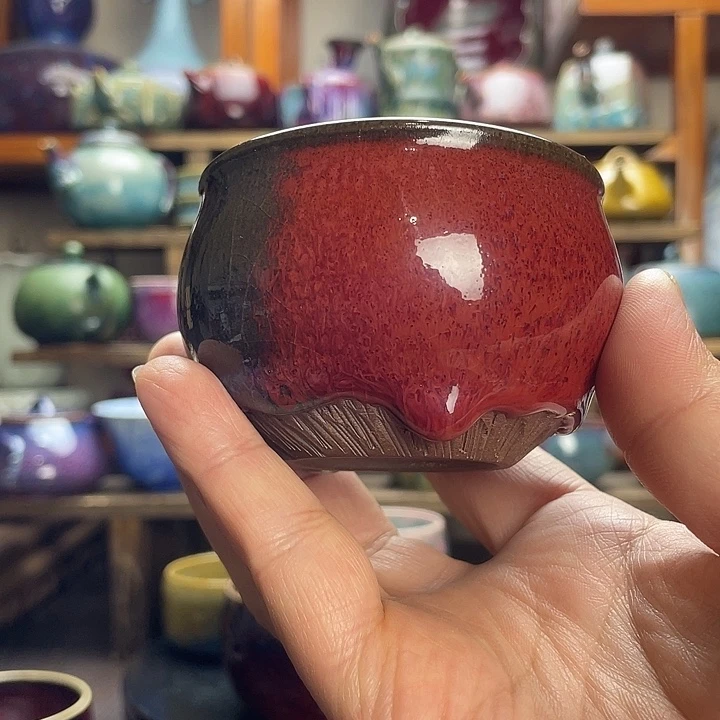 用***9杯子瓷钧瓷釉变福得流油