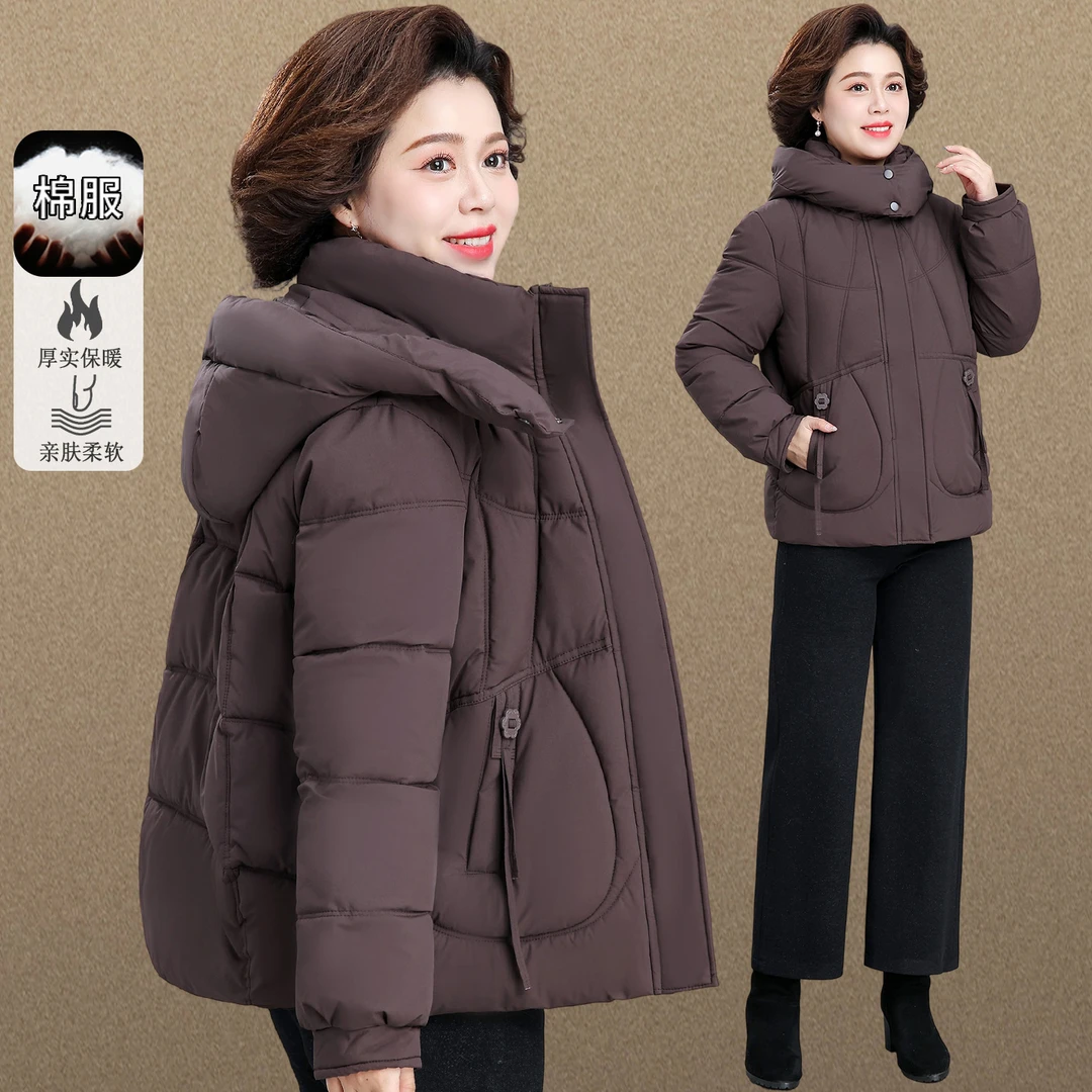 妈妈秋冬装棉服短款贵夫人加厚冬季小棉袄中老年人女款秋冬天外套