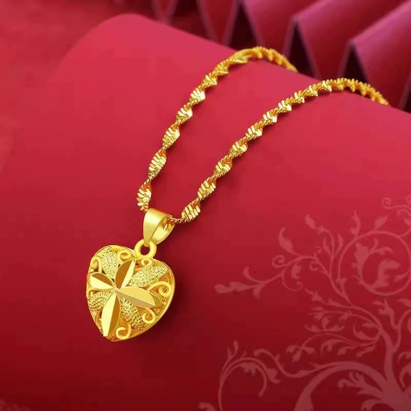 合金项链 （抖音好物）爱心项链女士百搭时尚霸气光面素 款 不掉色