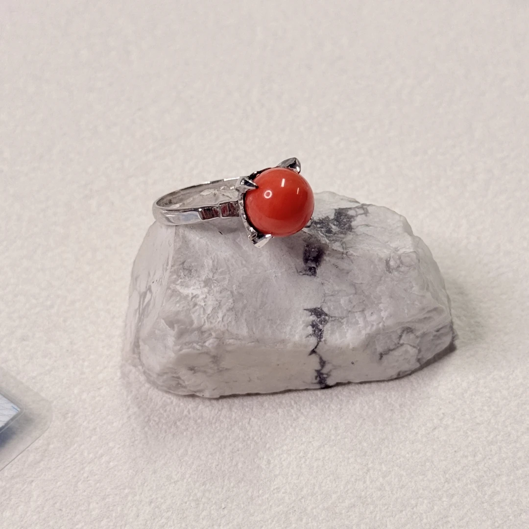 【六六中古】孤品精美珊瑚戒指sh572港13欧52