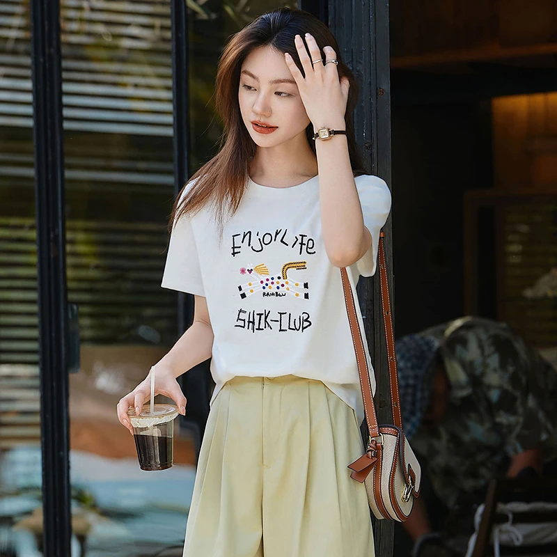 【编号55】时尚简约印花短袖T恤-SXT25036