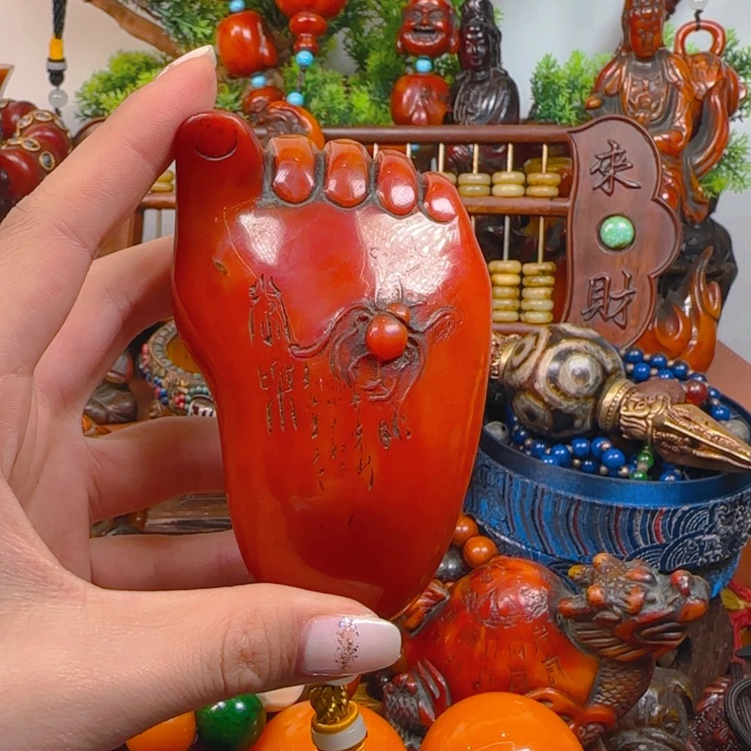 琥珀裸石未镶嵌手把