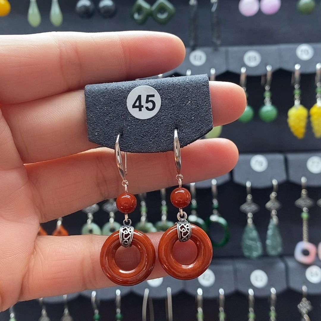 人***悟翡翠银S925镶嵌耳饰