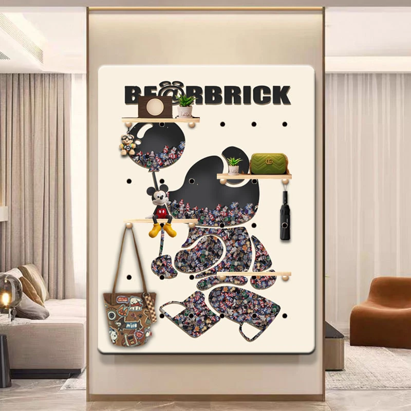 BE-043小熊洞洞板装饰画收纳架入户玄关客厅卡通走廊装饰捡漏