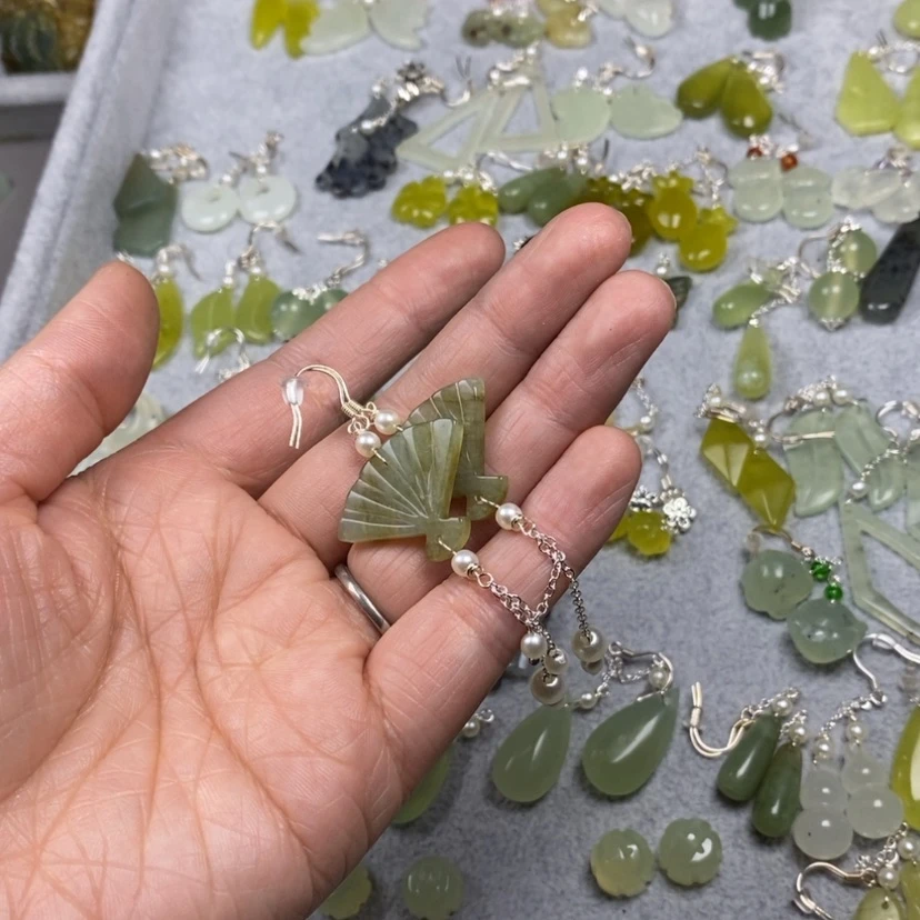 【闪购商品】蛇纹石玉挂件耳饰耳环项链未镶嵌猫**令