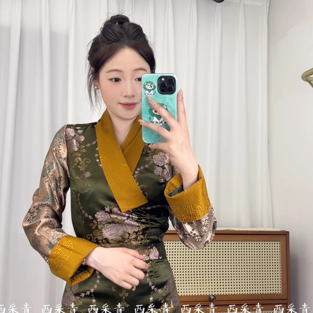 新款提花藏族博拉裙展现民族风情西藏服连衣裙女款