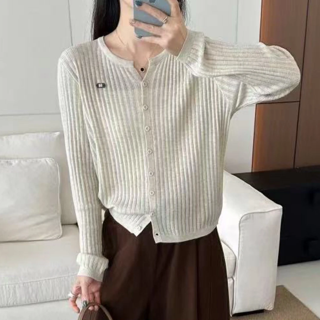 针织常规袖长袖秋季毛针织衫打底纯色开衫上衣