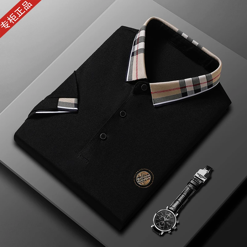 专柜正品夏季新款英伦巴家短袖T恤POLO衫轻奢高档罗纹领半袖上衣