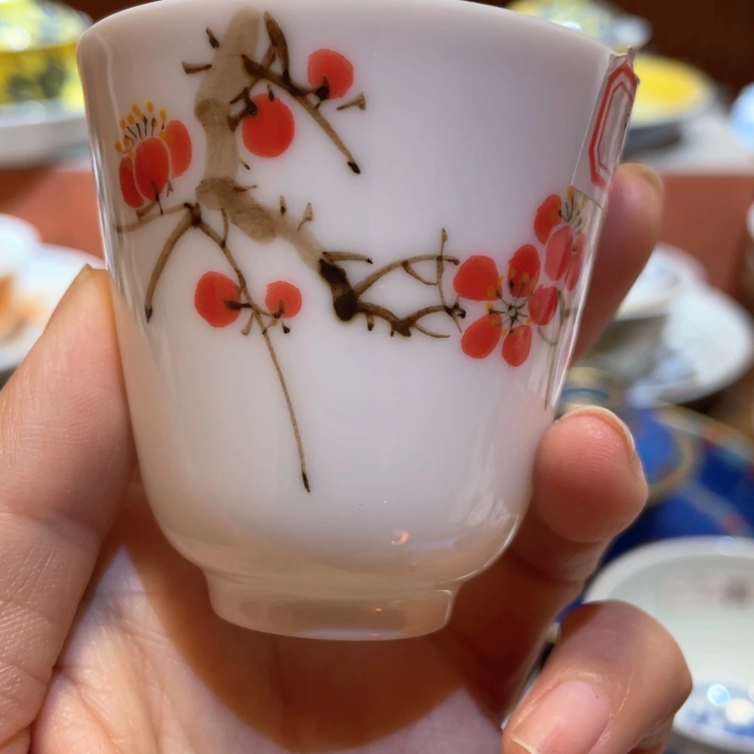 瓷片景德镇陶瓷梅花杯