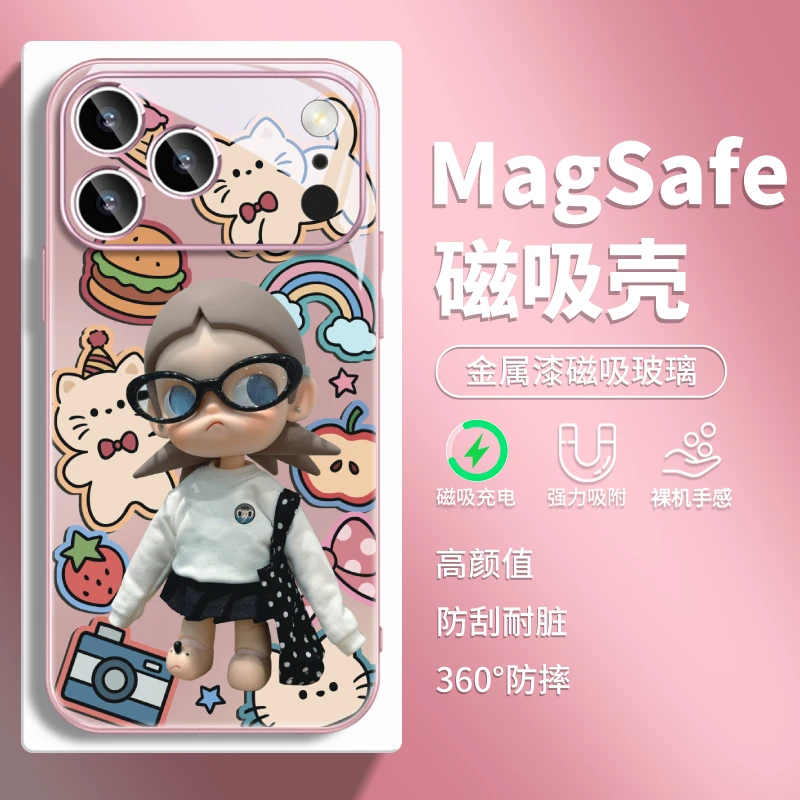 玩偶嘎子姐适用苹果17pro磁吸手机壳15卡通16可爱14plus爆火13/12