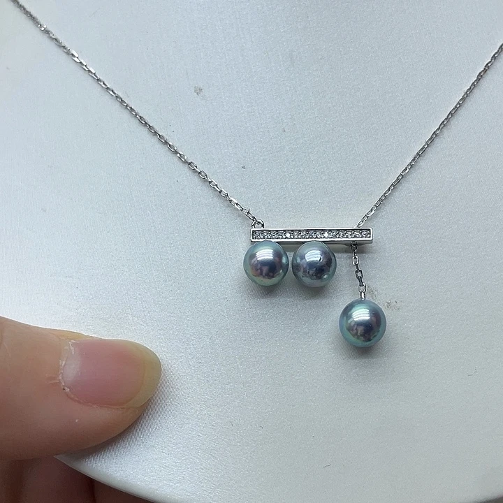 海水珍珠银S925镶嵌项链