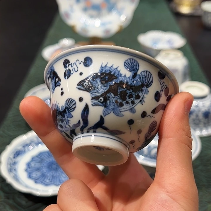 景土造物鱼藻单杯杯