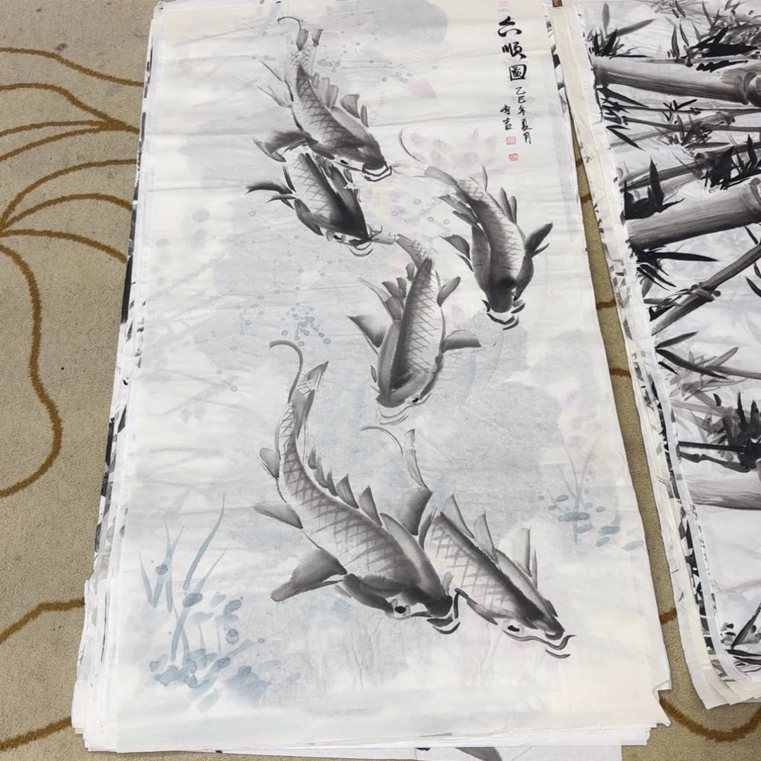 国画顾传吉四尺花鸟童