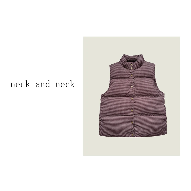 【 neck and neck 】“ 纽市街区 ” 复古格纹立领羽绒服马甲外套