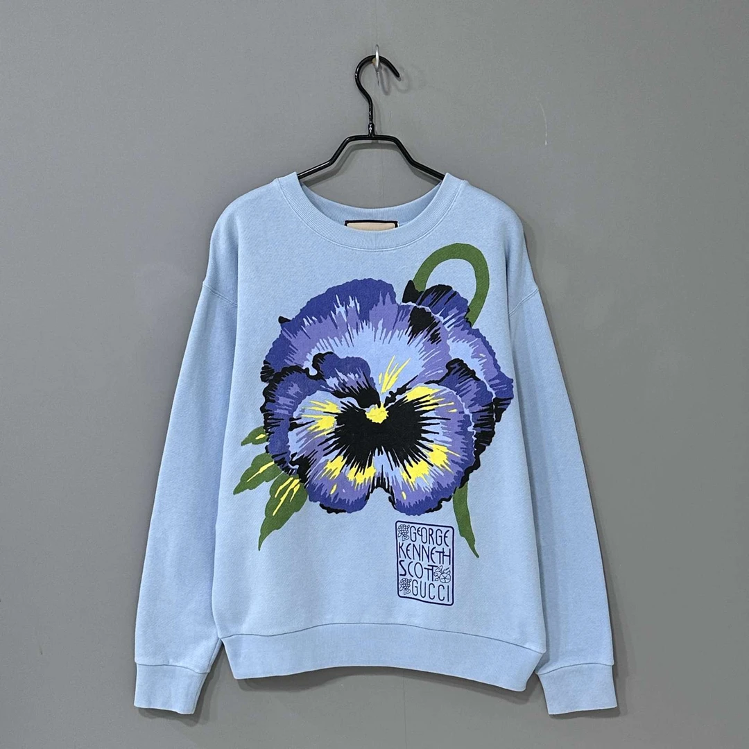 GUCCI /古驰/蓝色花卉卫衣/XXS/99新/04150