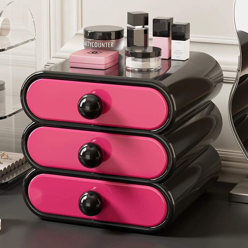 化妆品收纳盒桌面抽屉式口红整理盒梳妆台多巴胺护肤品多层置物架