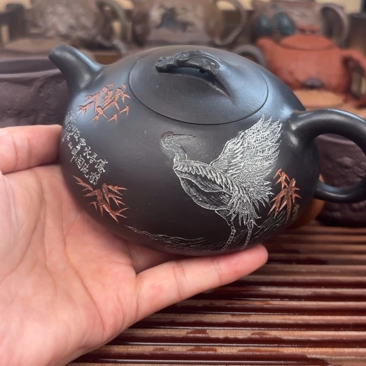茶壶紫砂半月紫泥原矿捂灰260c