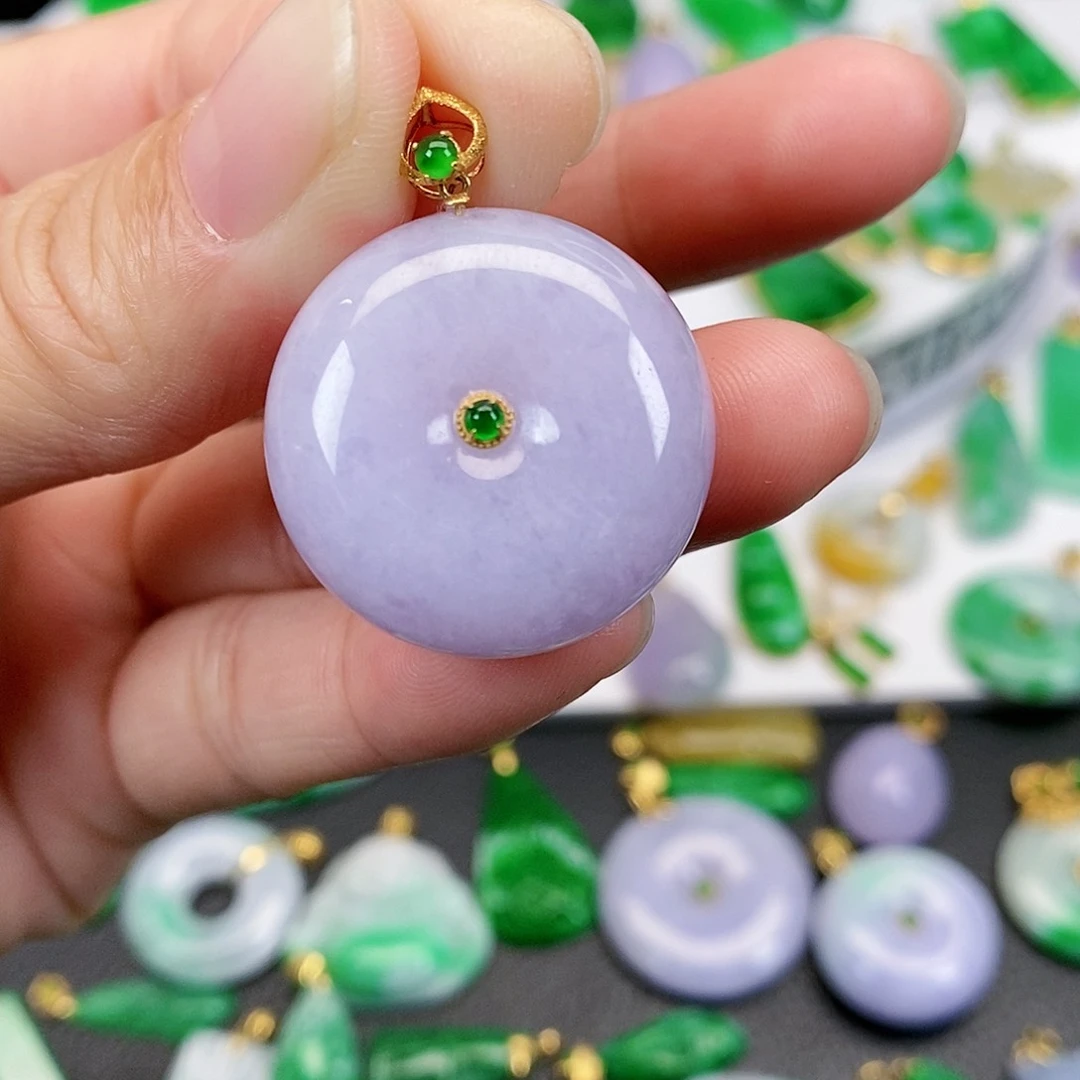 翡翠吊坠(不含链)18K金镶嵌