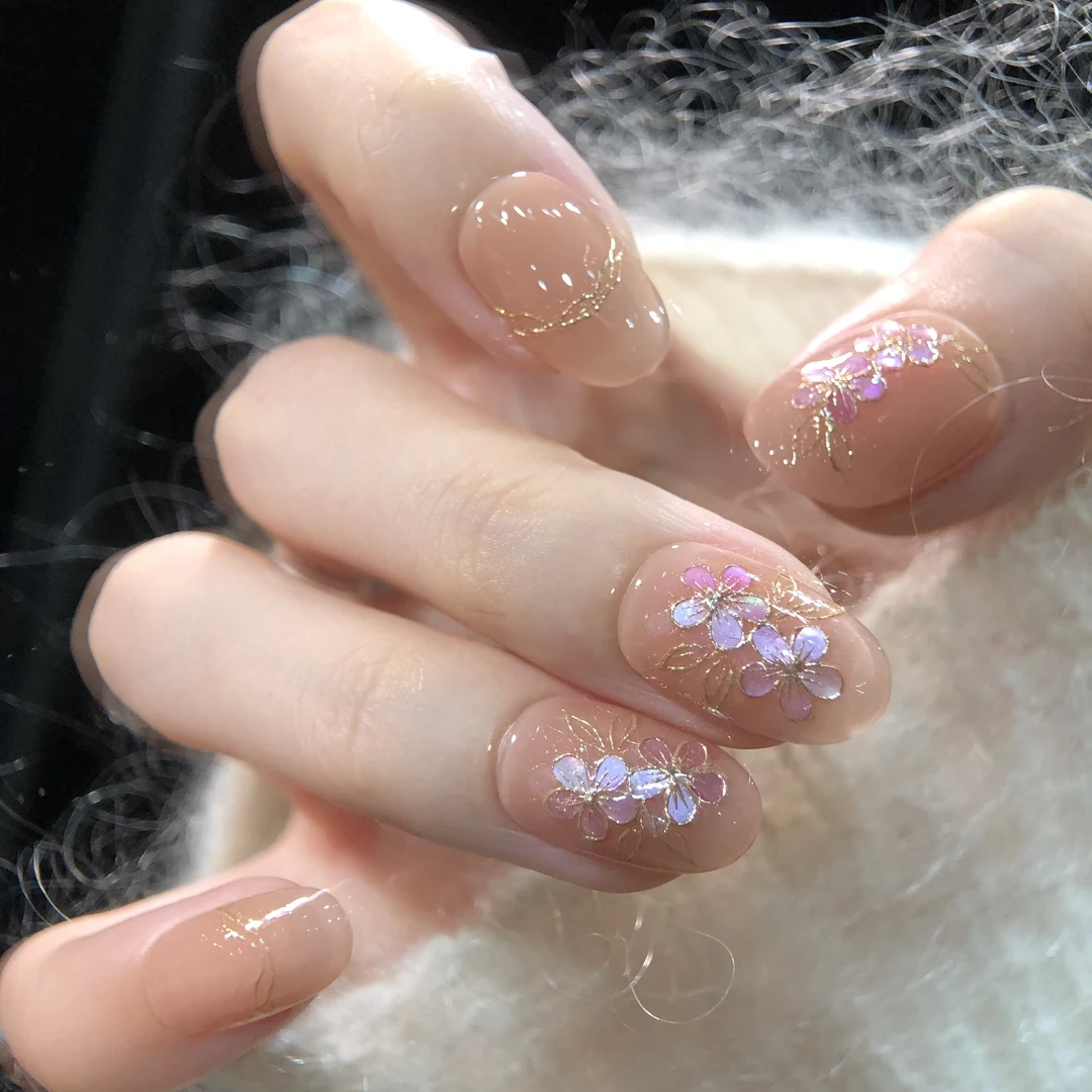 喵公子 【紫云依】【原创非遗螺钿紫】纯手工穿戴甲可拆卸美甲光疗甲