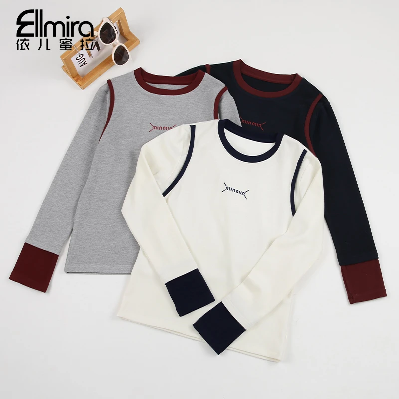 【庄宁】9600女童长袖t恤秋季儿童打底衫百搭上衣套头圆领大童洋气
