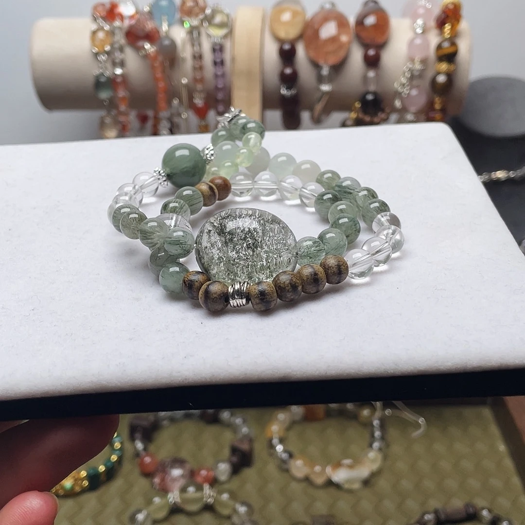 手链烟晶未镶嵌绿幽灵双圈