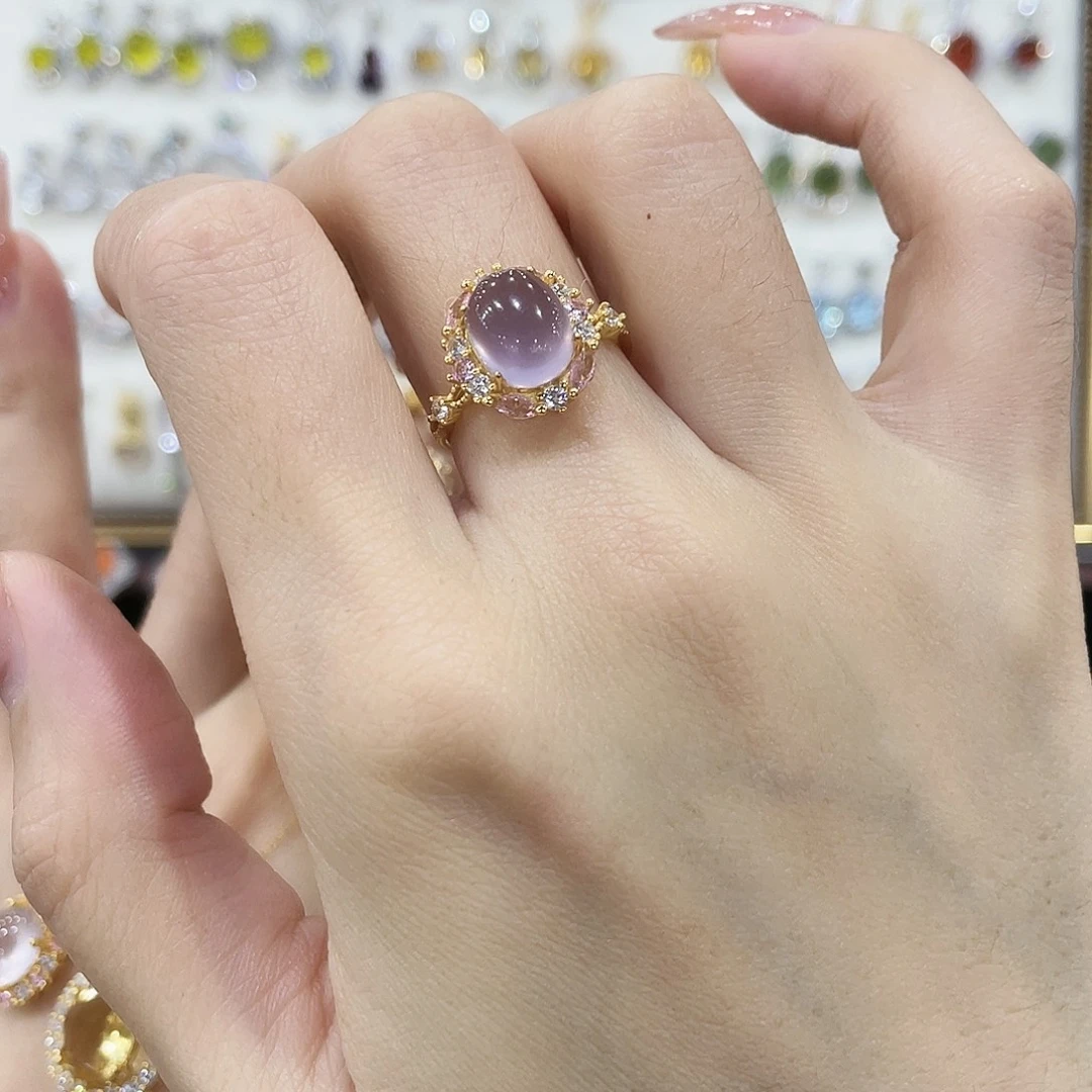 戒指银S925镶嵌萤石