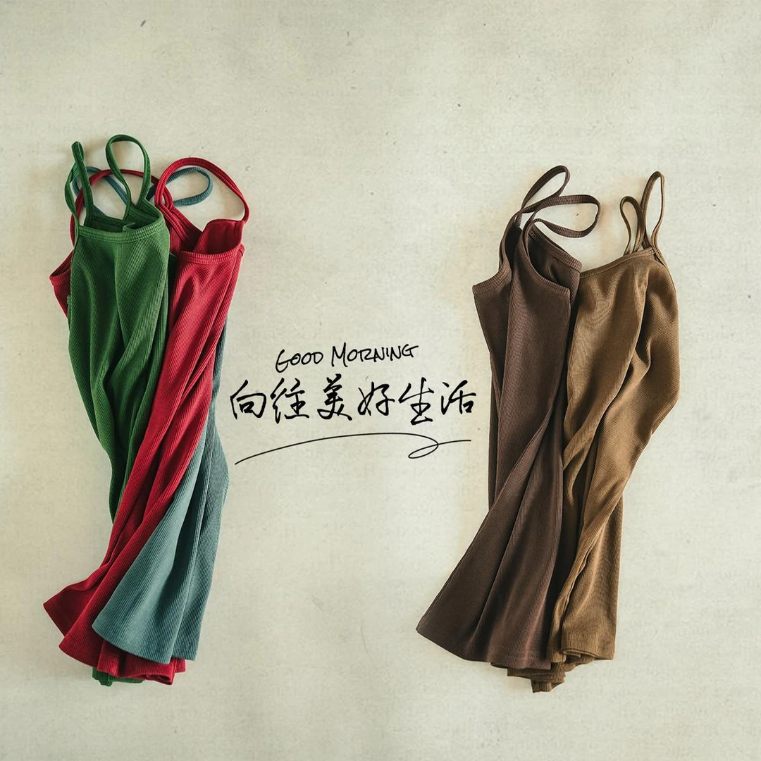 23ZYV145 螺纹高弹针织棉 修身 回弹好不起球 吊带打底背心女春夏