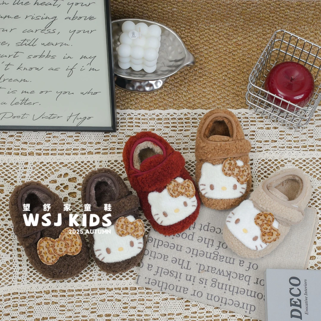 望舒家『小发喵』韩版女童外穿加绒毛毛鞋秋冬季防滑软底棉鞋88
