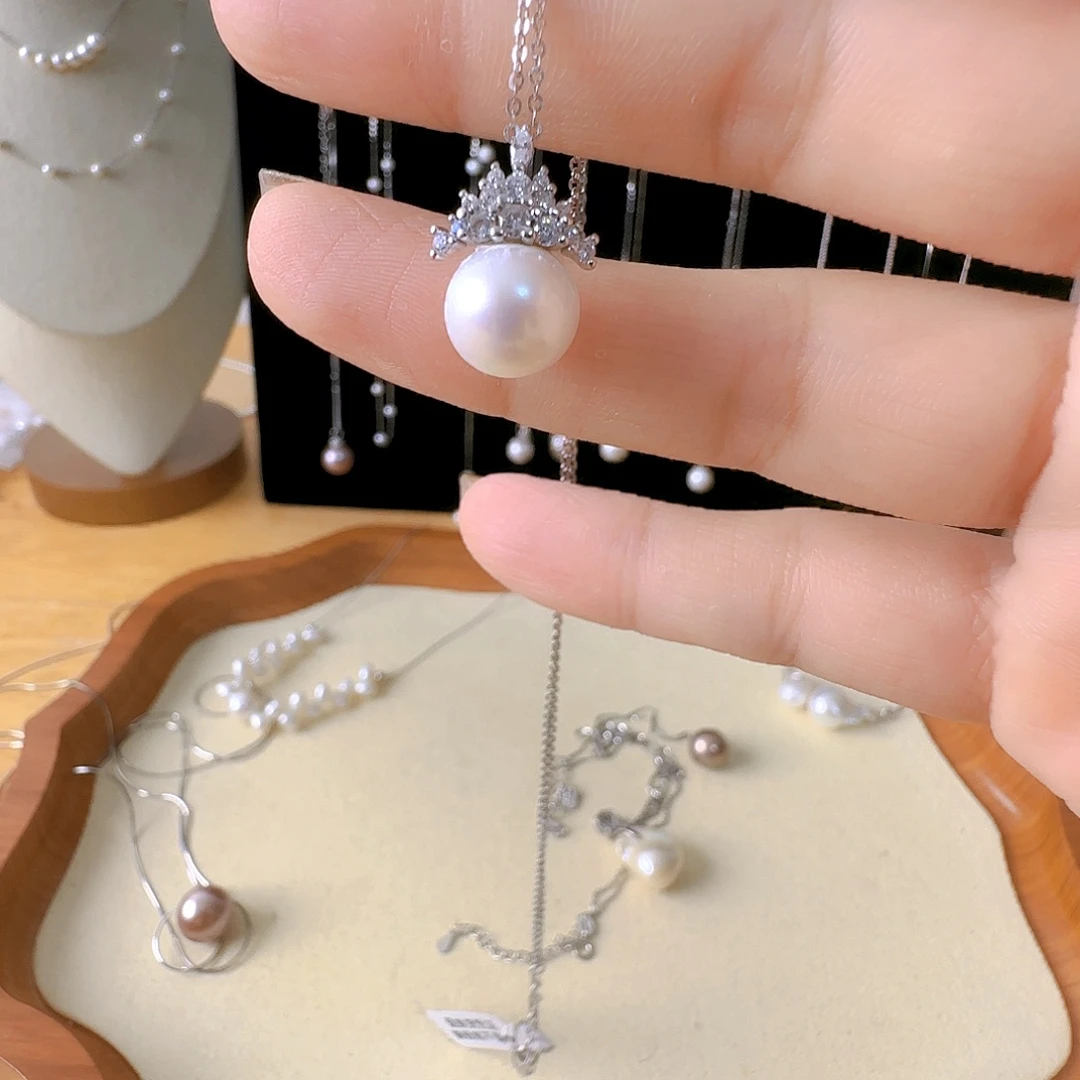 颈饰银S925镶嵌淡水珍珠