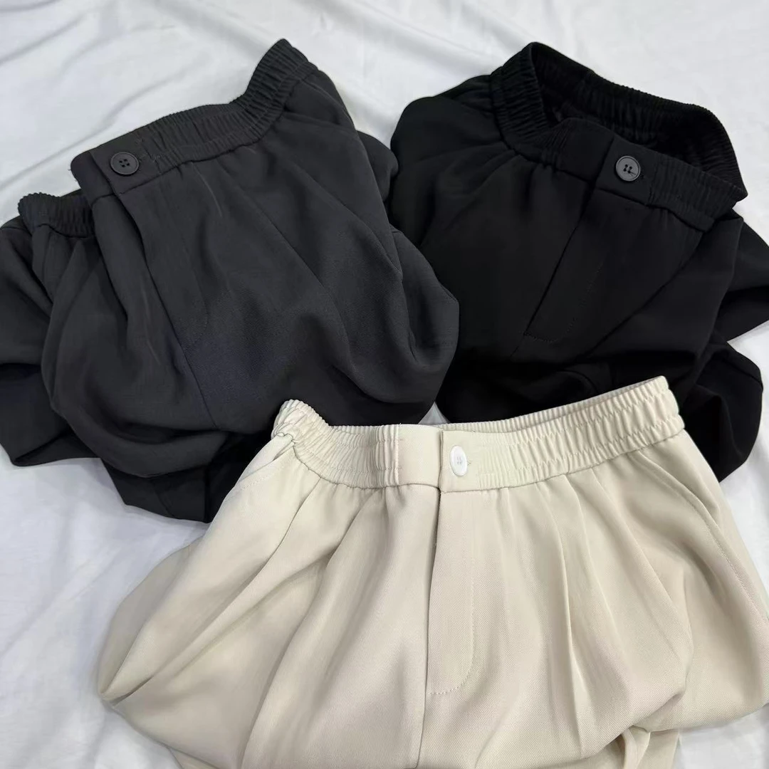 【姚姐定制】Y330珠光冰麻阔腿休闲抖抖裤
