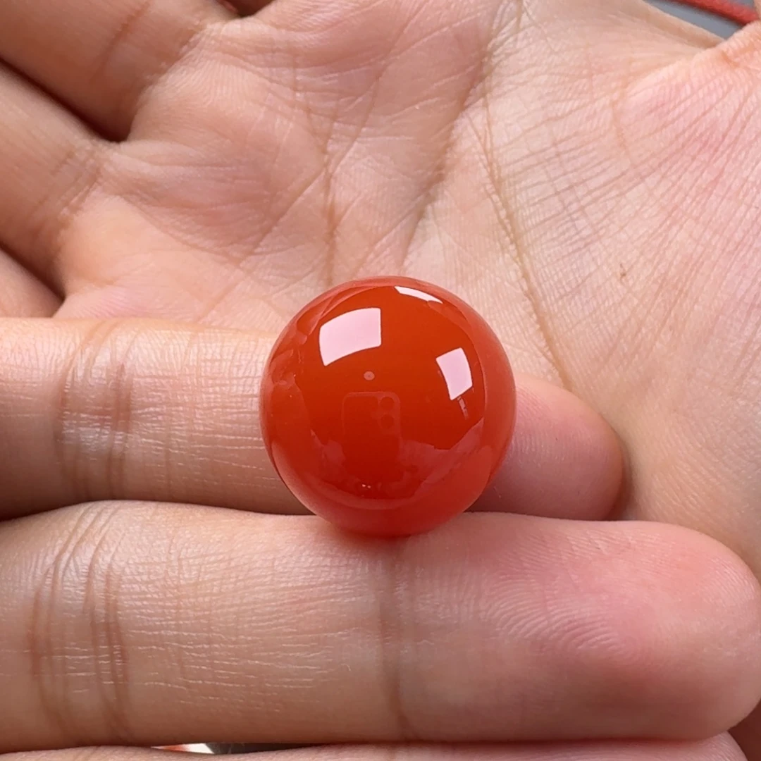 南红玛瑙未镶嵌柿子红圆珠17
